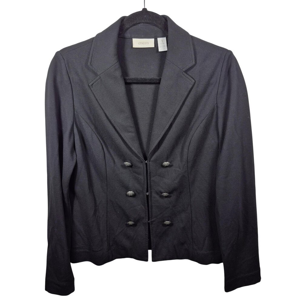 Chicos Jacket Womens Medium Blazer Stretch Corpcore Workwear Capsule Black